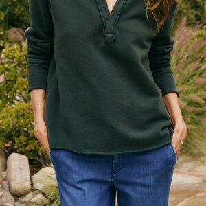 Frank & Eileen Patrick Triple Fleece Popover  Dark Green Sz L EUC